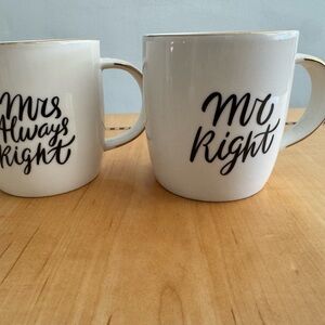White Ceramic Mr. and Mrs. Mug Set